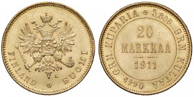 Nikolaus II. 1894 - 1917
Finnland. 20 Markkaa, 1911. Helsinki
6,46g
Friedberg 3
f.stgl