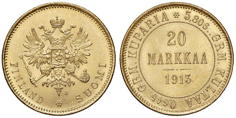 Nikolaus II. 1894 - 1917
Finnland. 20 Markkaa, 1913. Helsinki
6,46g
Friedberg 3
...