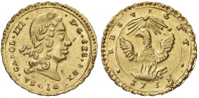 Carl III. 1720 - 1734 (Karl VI.)
Italien, Sizilien. 1 Oncia, 1734. Palermo
4,45g
Spahr 1, Varesi 547/1
f.stgl