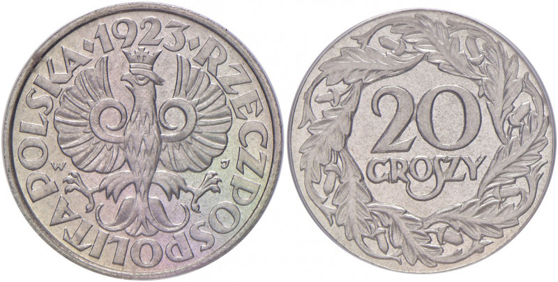 Zweite Republik 1923 - 1939
Polen. 20 Groszy, 1923. Probe / PROBA, Nickel, KM Au...