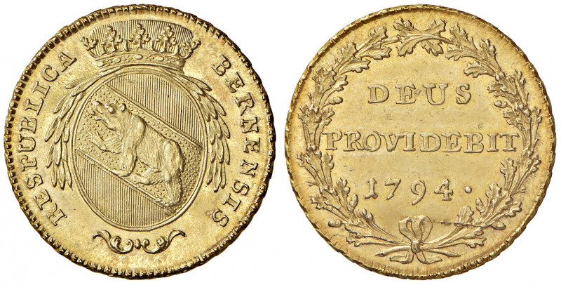 2 Duplone, 1793
Schweiz, Bern. RESPUBLICA BERNENSIS, Gekröntes Wappen // Im Eich...