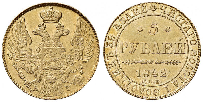 Nikolaus I. 1825 - 1855
Russland. 5 Rubel, 1842. SPB/AC, St. Petersburg
6,51g
Bi...