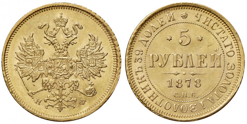 Alexander II. 1855 - 1881
Russland. 5 Rubel, 1878. SPB/AC, St. Petersburg
6,55g
...