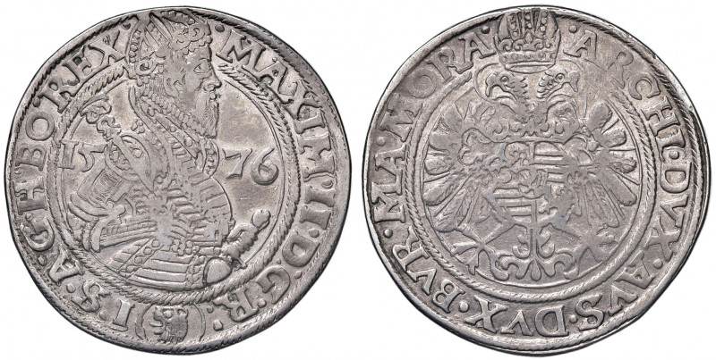 Maximilian II. 1564 - 1576
Taler, 1576. Budweis
28,71g
MzA. Seite 38
ss