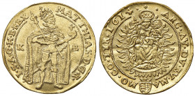 Matthias II. 1612 - 1619
2 Dukaten, 1614. K-B, Kremnitz
6,81g
MzA. Seite 101
ss/vz