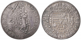 Leopold I. 1657 - 1705
Taler, 1690. Hall
28,60g
Her. 633
kleine Kratzer im Avers
ss/vz