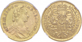 Maria Theresia 1740 - 1780
Dukat, 1755. in NGC Holder
Wien
Fr. 44, Her. 91, Eyp. 61/9
AU 55