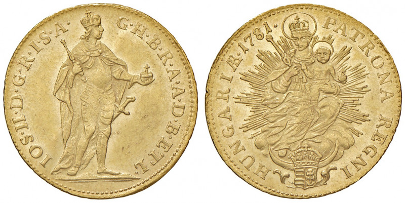 Joseph II. als Alleinregent 1780 - 1790
Dukat, 1781. für Ungarn
3,49g
Her. 75
vz...