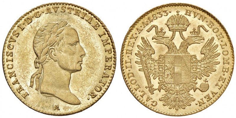 Franz I. 1806 - 1835
Dukat, 1833. A, Wien
3,50g
Fr. 110
f.stgl/stgl