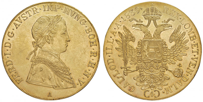 Ferdinand I. 1835 - 1848
4 Dukaten, 1839. A, Wien
14,00g
Fr. 695
gestopfte Löche...