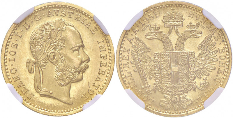 Franz Joseph I. 1848 - 1916
Dukat, 1951. Wien
3,49g
Fr. 1275
stgl