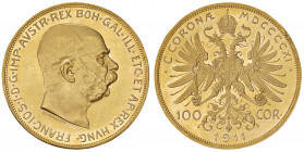 Franz Joseph I. 1848 - 1916
100 Kronen, 1911. Wien
34,00g
Fr. 1919
f.stgl/stgl