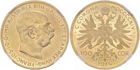 Franz Joseph I. 1848 - 1916
100 Kronen, 1914. Wien
NGC PF 60
Fr. 1922
vz/stgl