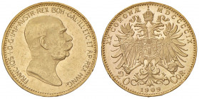 Franz Joseph I. 1848 - 1916
20 Kronen, 1909. Wien
6,73g
Fr. 1938
vz/stgl