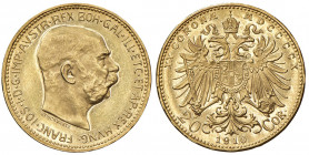 Franz Joseph I. 1848 - 1916
20 Kronen, 1910. Wien
6,78g
Fr. 1940
f.stgl