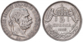 Franz Joseph I. 1848 - 1916
5 Korona, 1906. K-B, Kremnitz
23,92g
Fr. 2107
ss