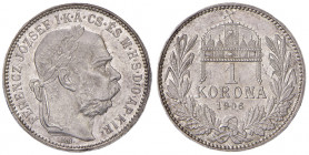 Franz Joseph I. 1848 - 1916
Korona, 1906. K-B, Kremnitz
5,00g
Fr. 2107
stgl