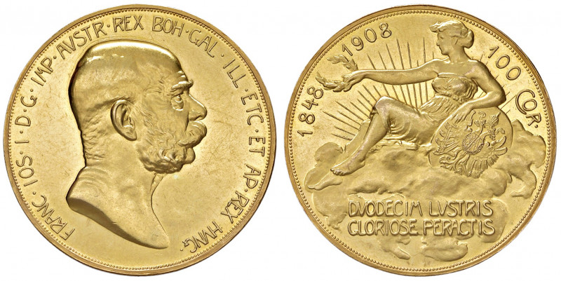 Franz Joseph I. 1848 - 1916
100 Kronen, 1908. auf sein 60. Regierungsjubiläum. B...