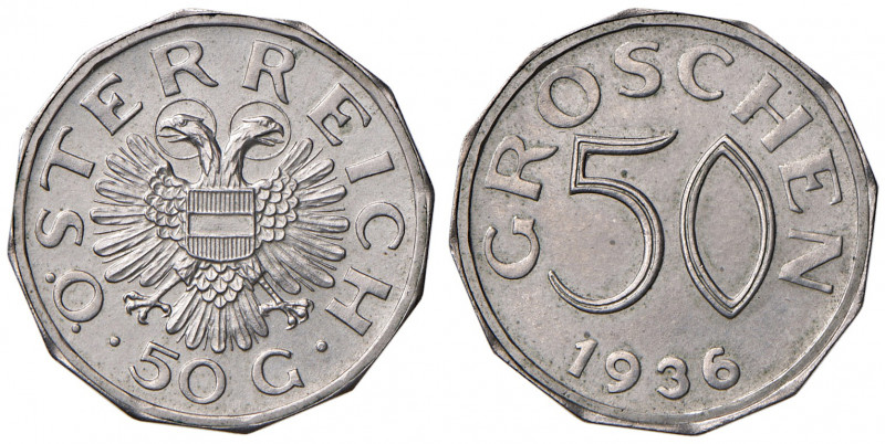 50 Groschen, 1936
1. Republik 1918 - 1933 - 1938. PROBE der Münze Wien in Kupfer...