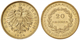 20 Zollkronen, 1924
1. Republik 1918 - 1933 - 1938. Wien. 6,78g
Her. 4
f.stgl/stgl