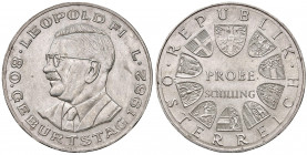 500 Schilling, 1982
2. Republik 1945 - heute. PROBE der Münze Wien Leopold Figl in Silber (Ag) mit breitem Randstab, Rand glatt / Randschrift, Ø 37,6 ...