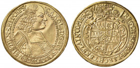 Carl von Liechtenstein 1664 - 1695
Olmütz. 2 Dukaten, 1691. Kremsier
6,78g
KM 267
leichte Henkelspur, leicht gewellt
vz