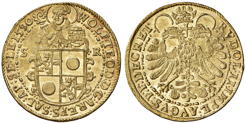 Wolf Dietrich von Raitenau 1587 - 1612
Erzbistum Salzburg. 2 Dukaten, 1590. Salz...