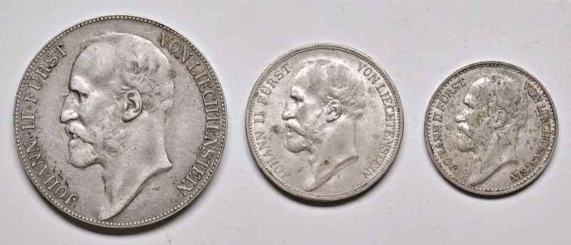 Lot
Liechtenstein. 3 Stück, 1,2 und 5 Kronen 1904, 1912 und 1904. ges. 39,04g
HM...