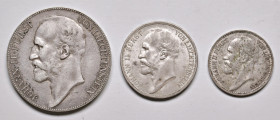 Lot
Liechtenstein. 3 Stück, 1,2 und 5 Kronen 1904, 1912 und 1904. ges. 39,04g
HMZ 2-1376c, 2-1377a, 2-1378
ss/ss+