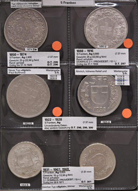 Lot
Schweiz. ca. 134 Stück, von 1 Rappen bis 5 Franken, inklusive 47 Ag-Münzen. ...