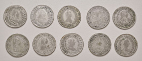 Maria Theresia 1740 - 1780
Lot. 10 Stück 20 Kreuzer, diverse Jahre und Prägestätten
ges. 65,53g
f.ss/ss