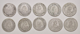 Maria Theresia 1740 - 1780
Lot. 10 Stück 20 Kreuzer, diverse Jahre und Prägestätten
ges. 65,12g
f.ss/ss