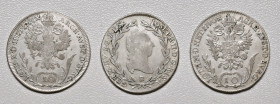 Joseph II. als Alleinregent 1780 - 1790
Lot. 3 Stück 10 Kreuzer 1780/89/90
a. ca 3,78g
s/ss