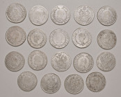 Franz I. 1806 - 1835
Lot. 19 Stück 20 Kreuzer, diverse Jahre und Prägestätten
ges. 125,85g
ss - stgl