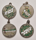 Franz Joseph I. 1848 - 1916
Lot. 4 Stück 1/4 Gulden mit Öse, im Revers mit eingravierten Monogrammen und emailliert
ges. 19,56g
ss