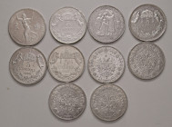 Franz Joseph I. 1848 - 1916
Lot. 10 Stück 5 Kronen und 5 Korona
ges. 240,00g
ss/vz