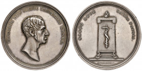 Frederik VI. 1808 - 1839
Dänemark. Ag Medaille, 1822. auf die Genesung des Königs, Büste r.//Aesculapstab auf brennendem Opferaltar, Ø 47,28 mm, von J...