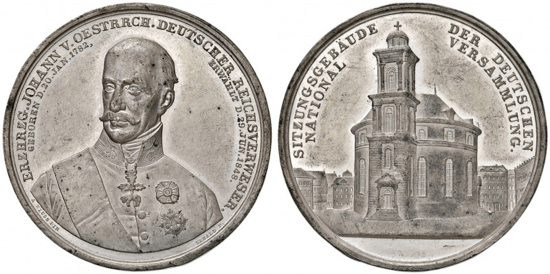 Freie Stadt
Deutschland, Frankfurt. Sn Medaille, 1848. auf die Wahl Erzherzog Jo...