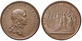 Ludwig XIV. 1643 - 1715
Frankreich. Cu Medaille, 1654. auf seine Krönung in Reims am 7. Juni. Büste r. // Krönungszene, Ø 42 mm, von J. Mauger
Paris
3...