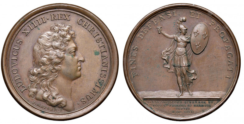 Ludwig XIV. 1643 - 1715
Frankreich. Cu Medaille, 1657. auf die Einnahme von St. ...