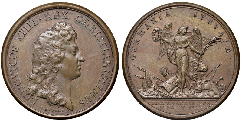 Ludwig XIV. 1643 - 1715
Frankreich. Cu Medaille, 1664. auf die Siege über die Tü...