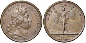 Ludwig XIV. 1643 - 1715
Frankreich. Cu Medaille, 1693. auf die Einnahme von Furnes und Dixmude, Rv. Gott des Krieges, Mars, Ø 42 mm, von Mauger
Paris
...