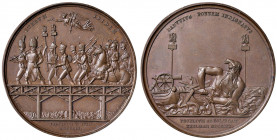 Napoleon I. 1804 - 1814
Frankreich. Cu Medaille, 1809. auf die Schlacht bei Esslingen und die Donauübersetzung, Av. DANVVIVS PONTEM INDIIGNATVS der Go...