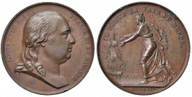 Ludwig XVIII. 1814 - 1824
Frankreich. Cu Medaille, 1814. auf seine Landung in Calais, Av: Kopf nach rechts, Rev: Gallia und Schiff, Ø 41 mm, von Andri...