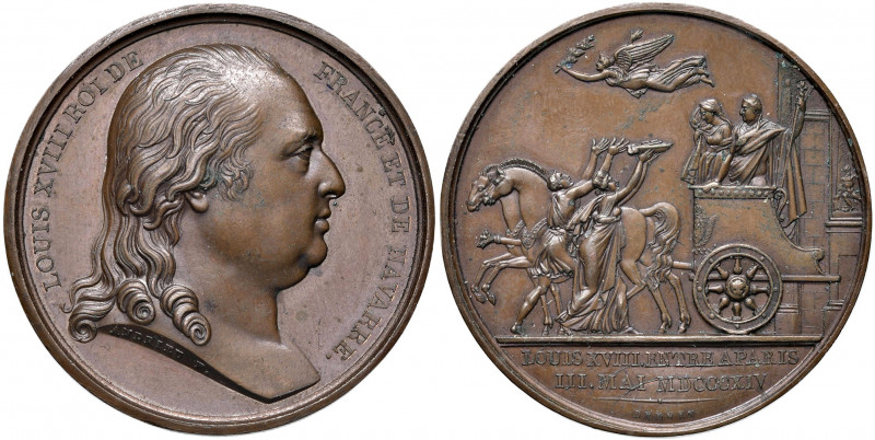 Ludwig XVIII. 1814 - 1824
Frankreich. Cu Medaille, 1814. auf seinen Einzug in Pa...