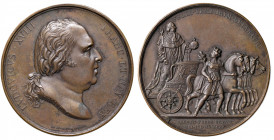 Ludwig XVIII. 1814 - 1824
Frankreich. Cu Medaille, 1815. auf die Rückkehr Ludwig XVIII. nach Paris, Quadrige auf der rechten Seite, angeführt von der ...