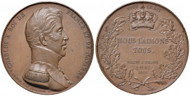 Charles X. 1824 - 1830
Frankreich. Cu Medaille, 1825. auf die Huldigung anläßlich der Krönung Karl X. Büste rechts von in der Uniform eines Oberst der...