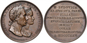 Maria Louisa von Österreich 1815 - 1847
Italien, Parma. Cu Medaille, 1825. auf die Eröffnung der Trebia Brücke, In der Mitte sind die Köpfe rechts ang...