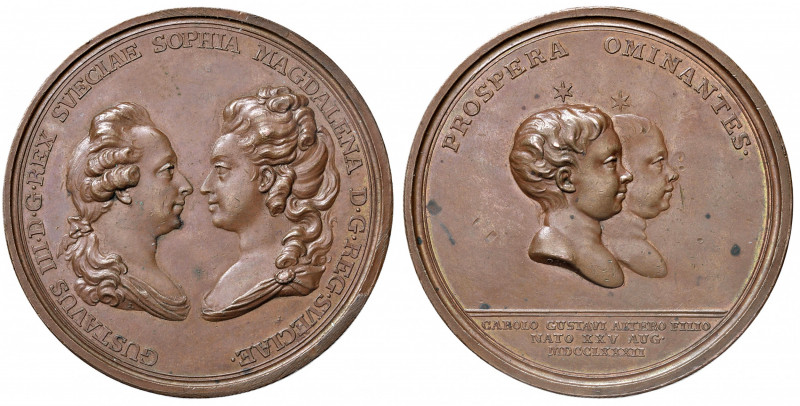 Gustav III. 1771 - 1792
Schweden. Cu Medaille, 1782. auf die Geburt seines zweit...