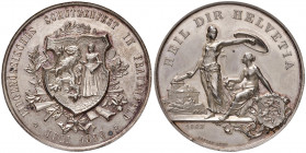 Eidgenossenschaft
Schweiz, Thurgau. Ag Medaille, 1890. Frauenfeld, Eidgenössisches Schützenfest, Stadtschild auf Armaturen. Rs: Stadtgöttin und Helvet...